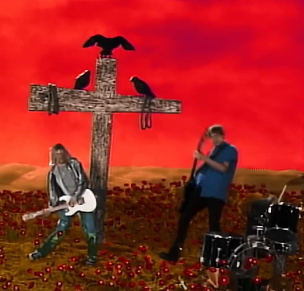 Kurt Cobain's white Univox Hi-Flier Phase 4 as seen in the Heart Shaped Box music video. 