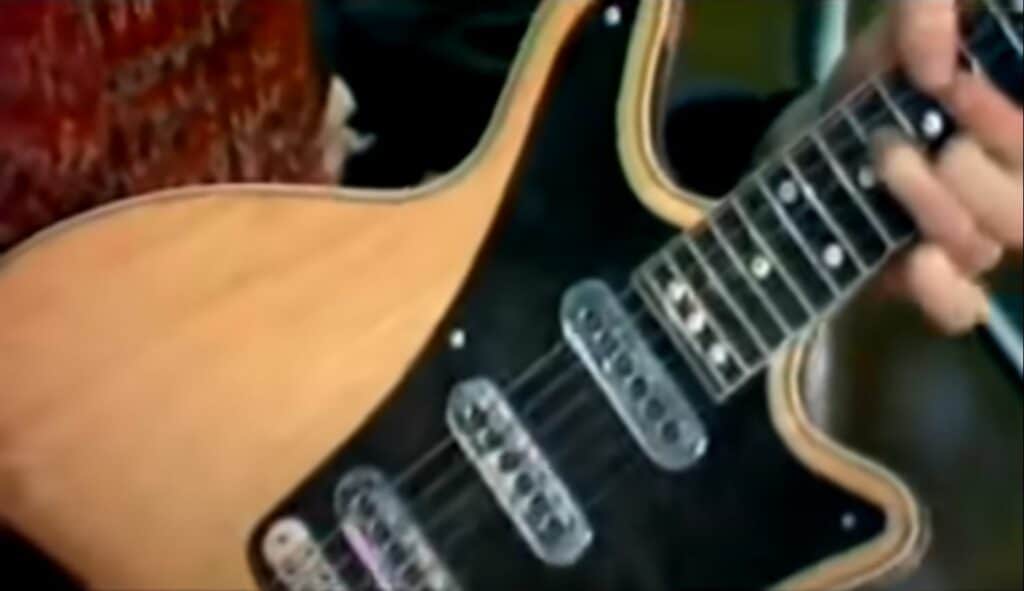 The John Birch RS Replica guitar as seen in the "We Will Rock You" music video.