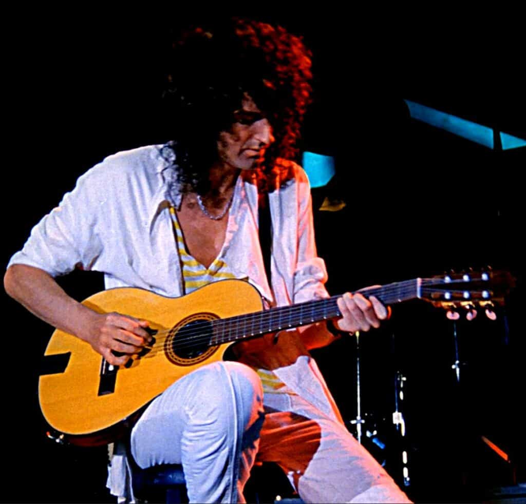 Brian playing his Gibson Chet Atkins CE Classical guitar, Budapest 1986