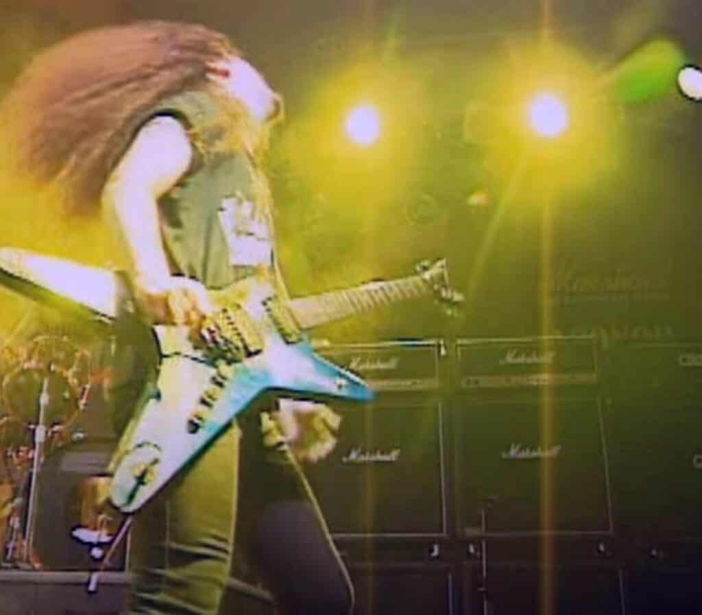 Dimebag playing through a couple of Marshall JCM800 amps. 
