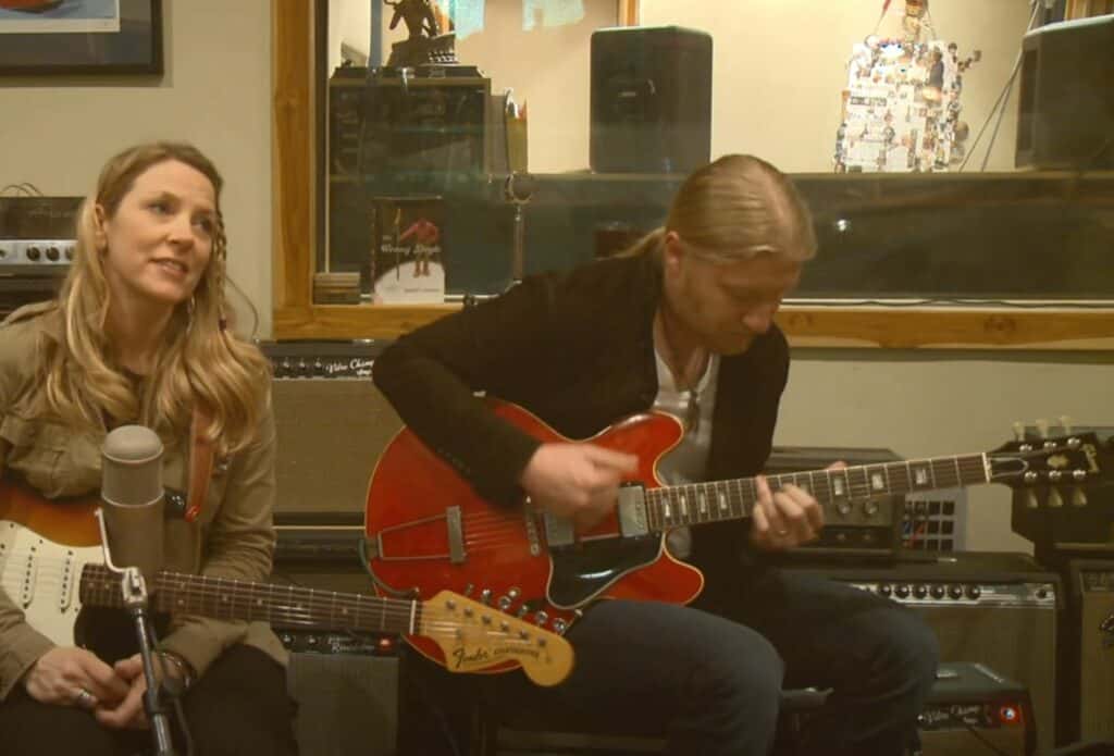 Derek playing his 1965 Gibson ES-335 in the studio on "Part of Me"