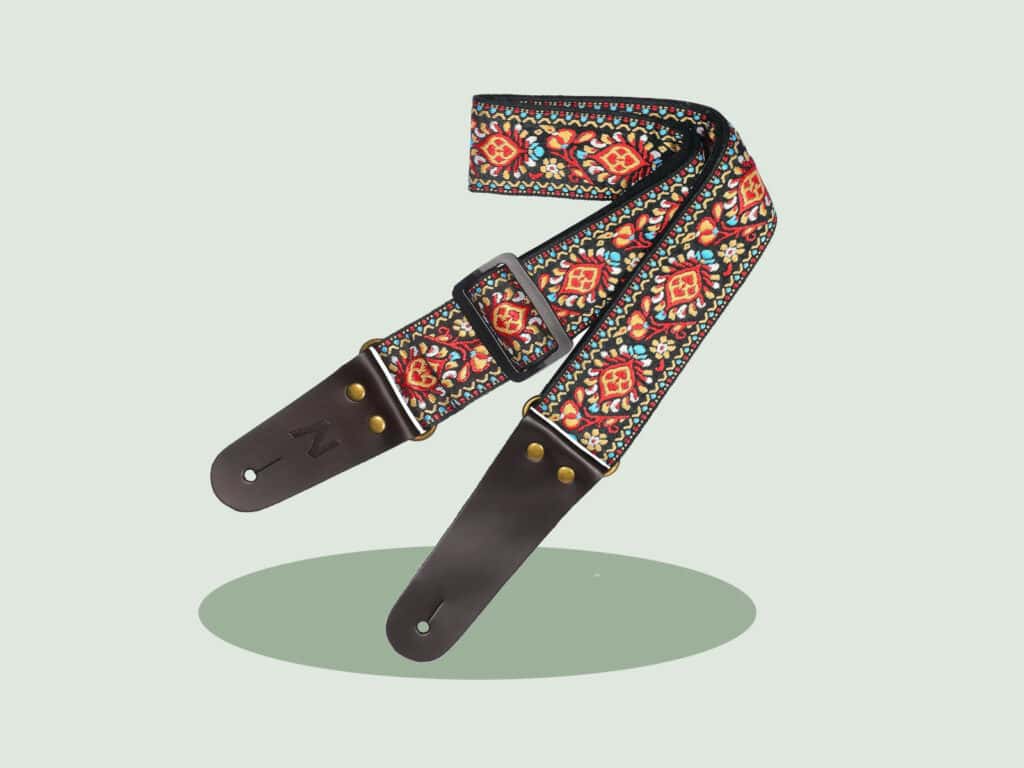 Vintage-style Nefelibata guitar strap, an ideal gift for guitar players.