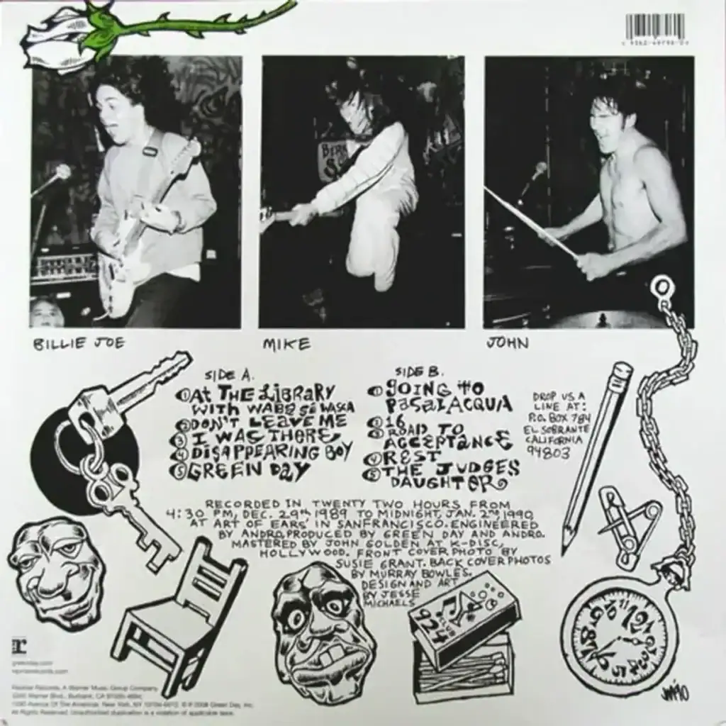 The back cover of 39/Smooth shows Billie with a Peavey Musician 400 Series amp in the top left corner.